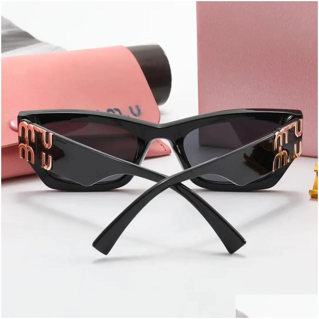 designer miui sunglasses women personality mirror leg metal large letter m design multicolor cat eye brand miui glasses with box