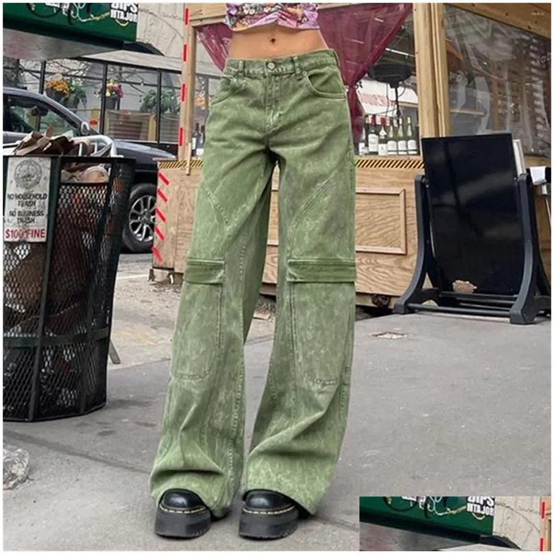 Women`s Jeans 2023 Cargo Pants Woman Relaxed Fit Baggy Clothes Black High Waist Previously Viewed Size Denim Women