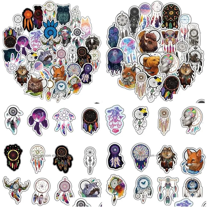 55Pcs Dream Catcher sticker Dreamcatcher graffiti Stickers for DIY Luggage Laptop Skateboard Motorcycle Bicycle Stickers