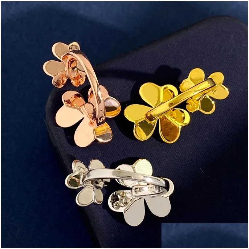 four leaf clover ring natural shell gemstone gold plated 18k for woman designer t0p quality diamond official reproductions european size premium gifts