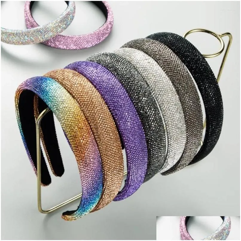 Hair Clips Colorful Rhinestone Beads Sponge Padded Wedding Accessories Hairband Headband Adult Jewley3302