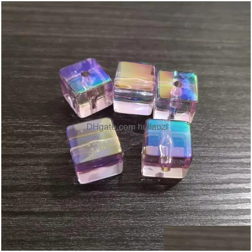 beads wholesale 16mmx16mmx16mm 100pcs/bag plated uv ab transparent cube beads for fashion diy/hand made design