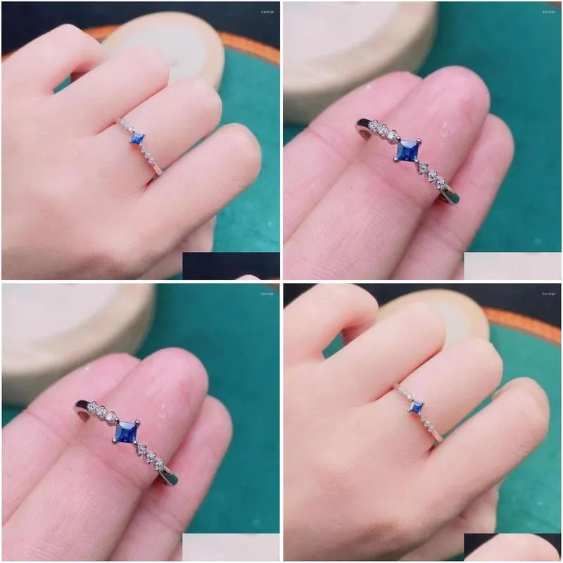 Cluster Rings 925 Silver Inlaid Natural Sapphire Women`s Ring Fine Craftsmanship Light Luxury Jewelry Anniversary Gift Customizable