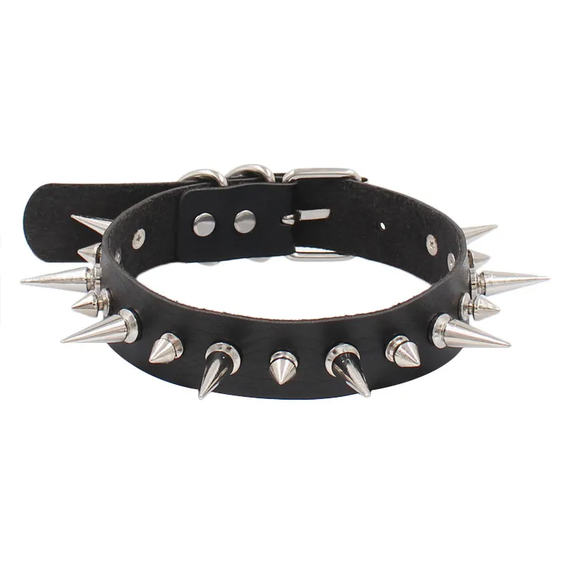 Chokers Gothic Black Spiked Punk Choker Collar Spikes Rivets Studded Chocker Necklace For Women Men Bondage Cosplay Goth Je Dhgarden Dhemn
