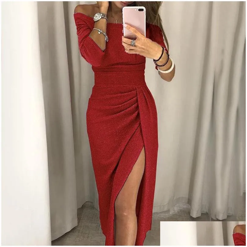 Spring Summer Women Clothes Elegant Long Dress Sexy Club Dress Evening Party Women Dresses Off Shoulder High Waist Vestido 220423