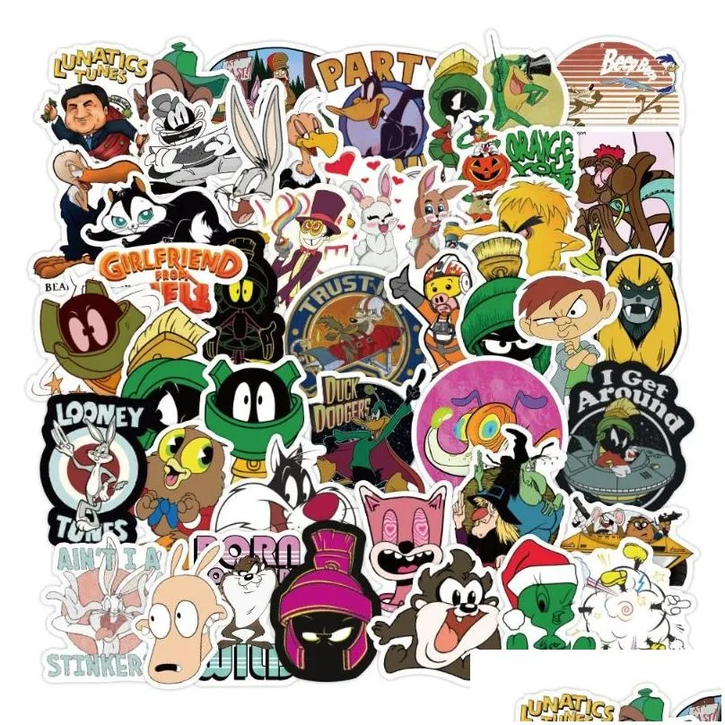 50Pcs/Lot Cute Animation Rabbit Stickers Looney Tunes Sticker Cartoon Creative Graffiti Stickers Bicycle Skateboard Guitar Suitcase Waterproof