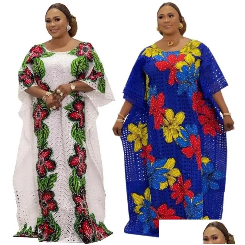 Ethnic Clothing Large Size Style Evening Dresses Women Dashiki African Robe Morocco Hollowed Gown Luxury Dubai Kaftan Abaya Muslim Dr Dh6Vv