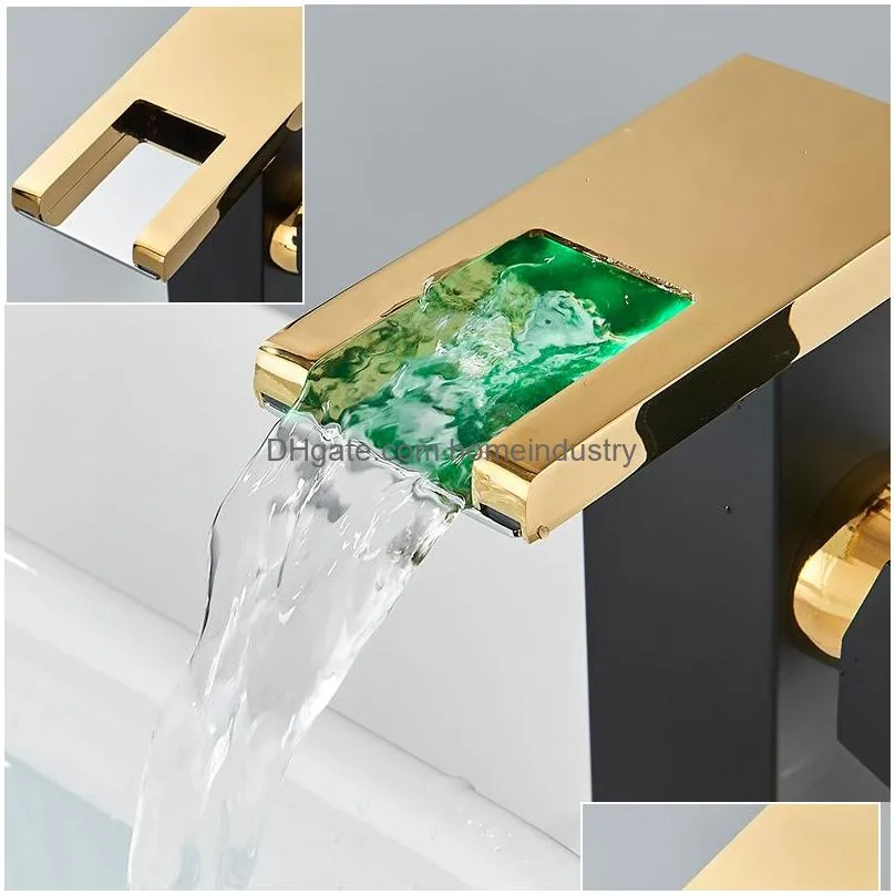 Bathroom Sink Faucets Led Basin Faucet Color Change Deck Mount Brass Single Handle Hole Short Tall Cold Water Mixer Tap 230713 Drop D Dhu4P