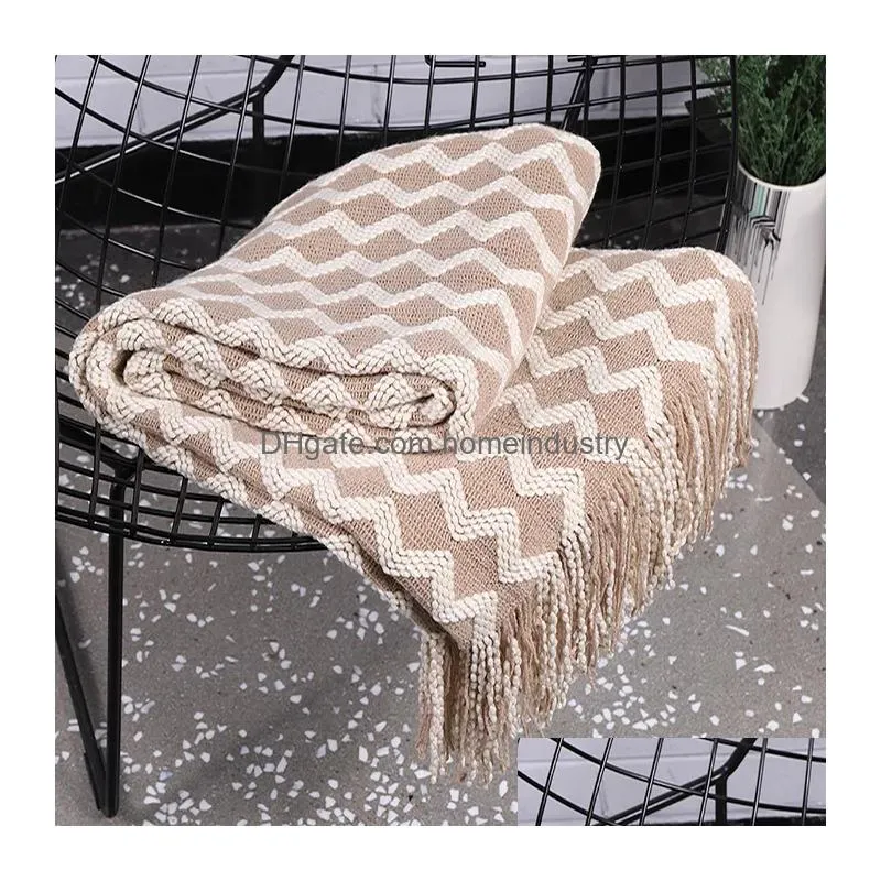 Blanket Battilo Bohemia Throw Acrylic Knitted With Tassel Bed Plaid Throws For Couch Spread On Decor 221203 Drop Delivery Dhdts