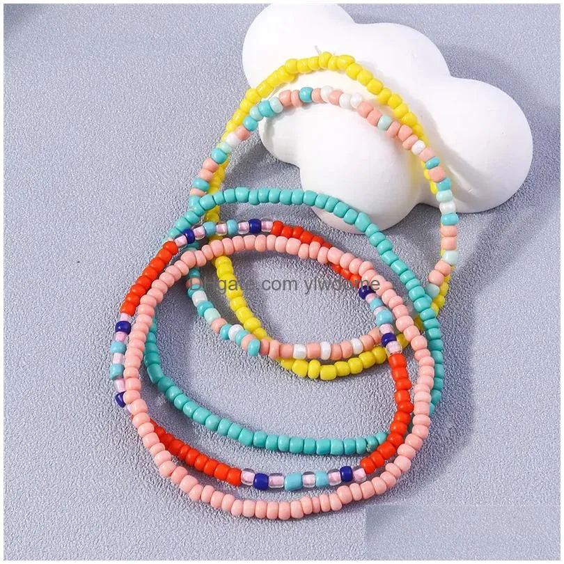 Jewelry Handmade Beaded Bracelet For Women Summer Mti Layer Colorf Beads Chain Bangles Girls Boho Wholesale In Bk Drop Delivery Baby, Dhc0W