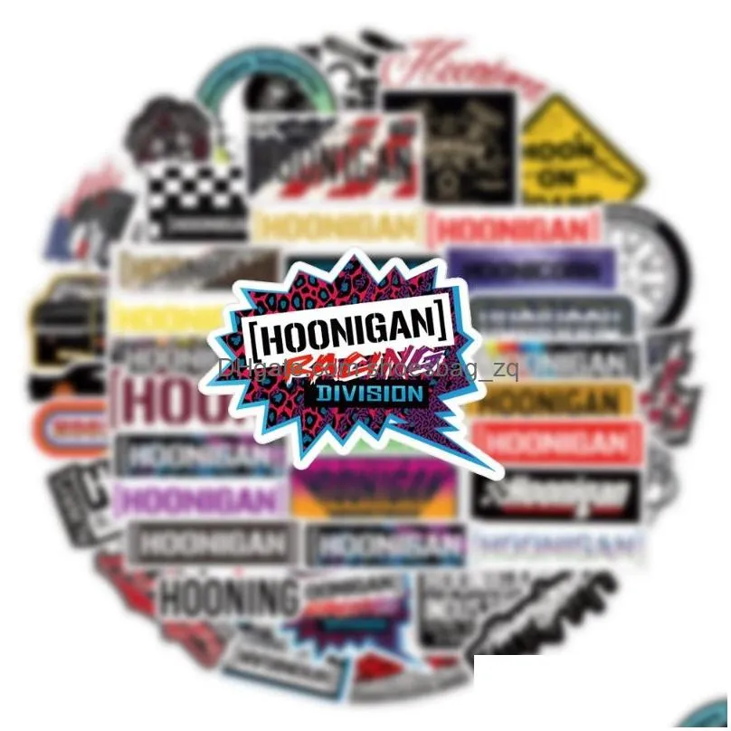 52Pcs Hoonigan Stickers HooniganCar JDM Racing Car Graffiti Stickers for DIY Luggage Laptop Skateboard Motorcycle Bicycle Sticker