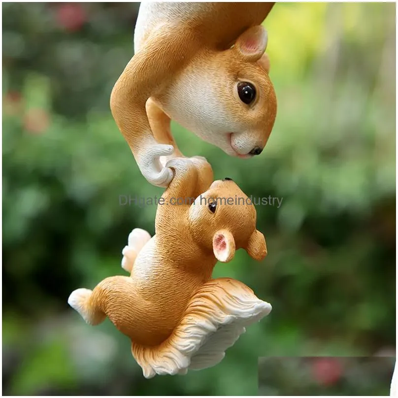 Decorative Objects & Figurines Squirrel Resin Decoration Creative Animal Ornaments Garden Windowsill Accessories Crafts Climbing Statu Dhlko