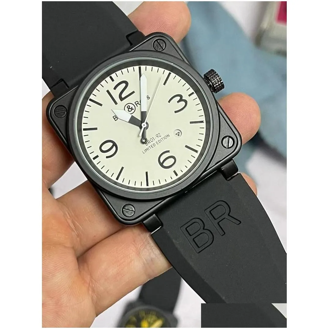 Wristwatches Men Matic Mechanical Watch Bell Brown Leather Black Ross Rubberwristwatches Wristwatcheswristwatches Drop Delivery Dhg8I