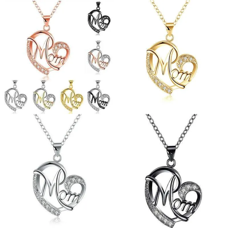 Pendant Necklaces Pendants Jewelry Diamond Peach Heart Mothers Day Gift Family Daughter Sister Crystal Necklace Drop Deliver Dhgarden Dhhli