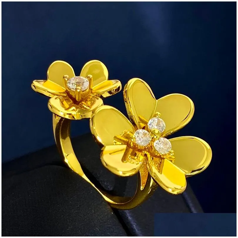 four leaf clover ring natural shell gemstone gold plated 18k for woman designer t0p quality diamond official reproductions european size premium gifts