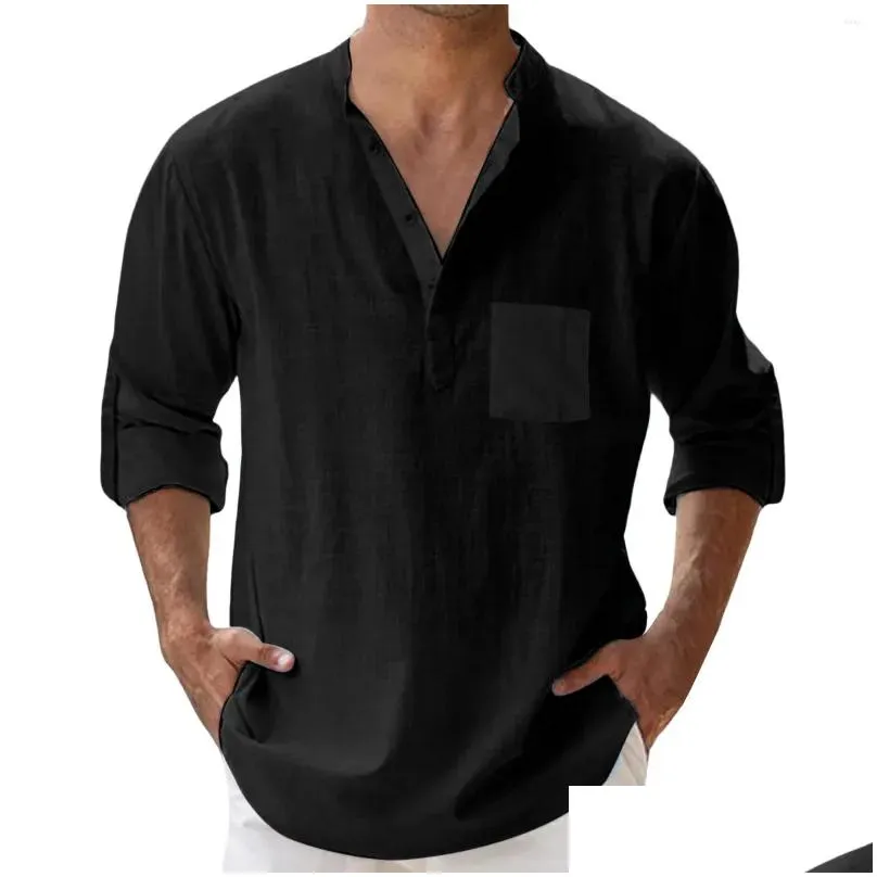 Men`S Casual Shirts Mens For Men Lightweight Long Sleeve Henley Beach Hawaiian T Drop Delivery Apparel Clothing Dh9Uc