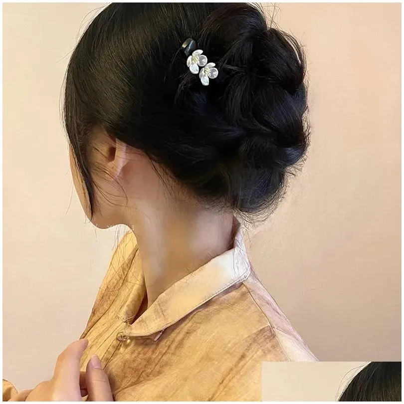 Hair Clips Shining U Chinese Style Flower Wooden Hairpin For Women Fashion Accessory