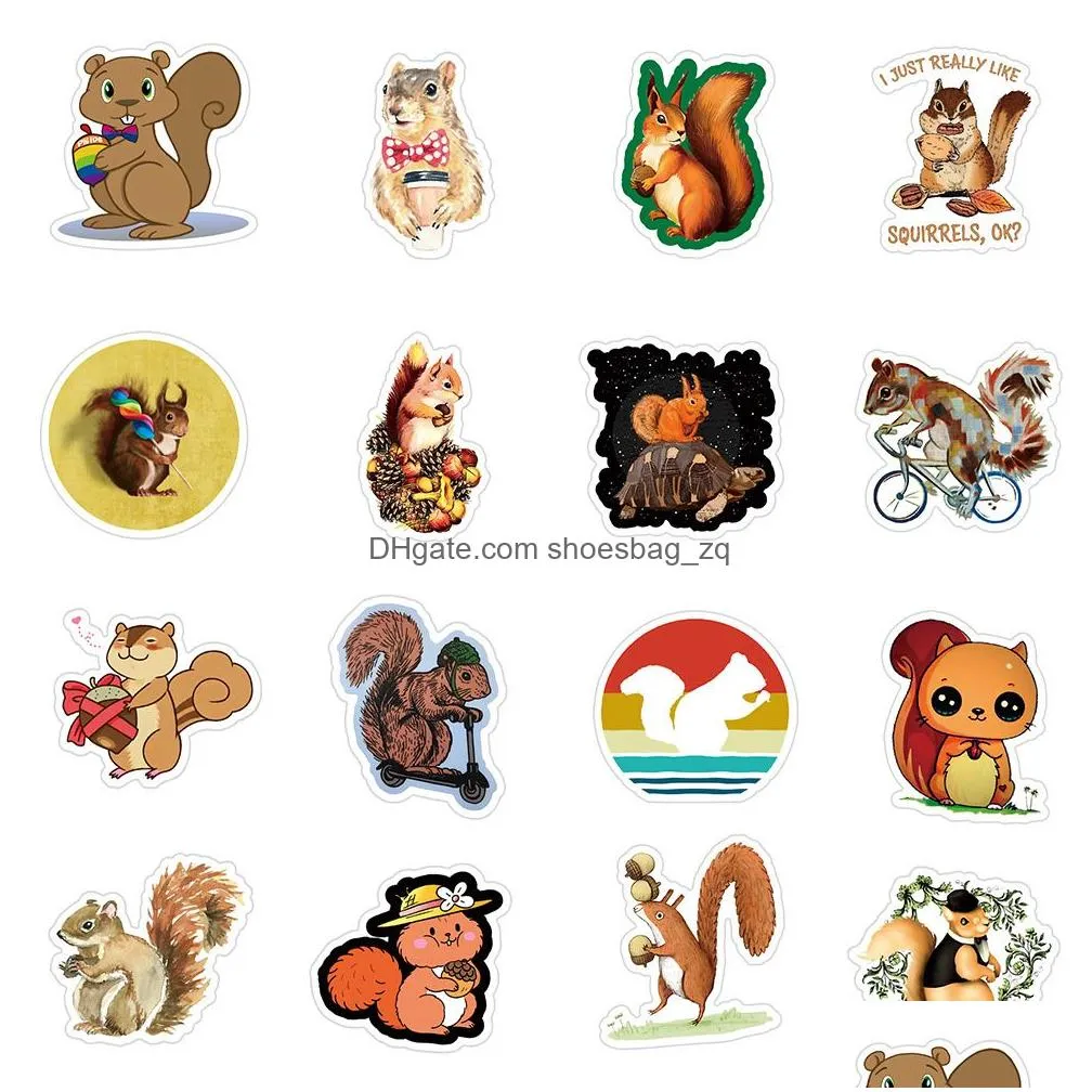 50pcs Cute Animal Squirrel Cartoon Stickers Graffiti Decal Laptop Guitar Scrapbook Phone Fridge Luggage Decoration Sticker