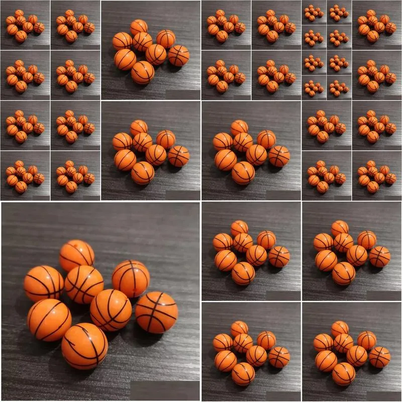 beads wholesale 20mm 100pcs/bag acrylic orange solid print basketball beads for fashion jewelry