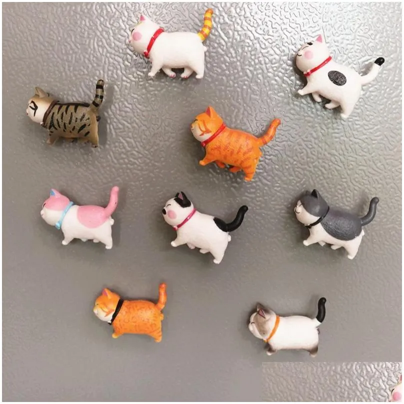 Fridge Magnets 3D Magnet Refrigerator Magnetic Cat Kitty Stickers Lovely Kitten Cute Animal Ornament Drop Delivery Home Garden Decor Dhiba