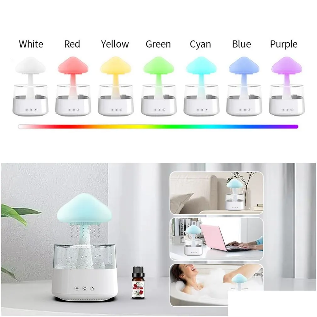 novelty items mushroom rain  oil diffusers colorful night light mini water diffuser moisturize skin home decor for bedroom kids room