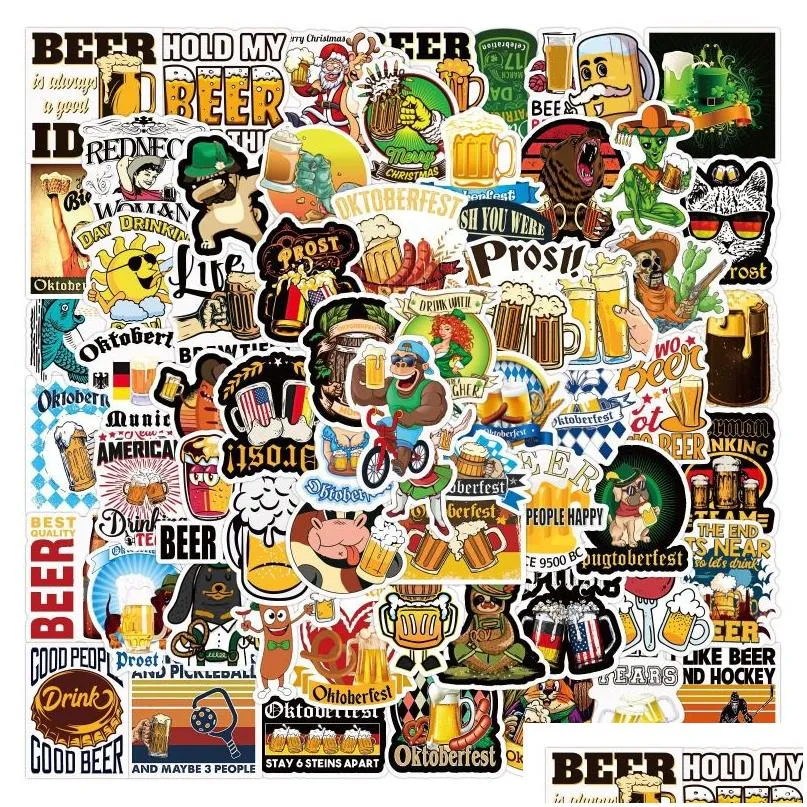 100PCS Funny Character Leaf Cool Beer Stickers Aesthetic Laptop Phone Water Bottle Waterproof Graffiti Sticker Packs Toy