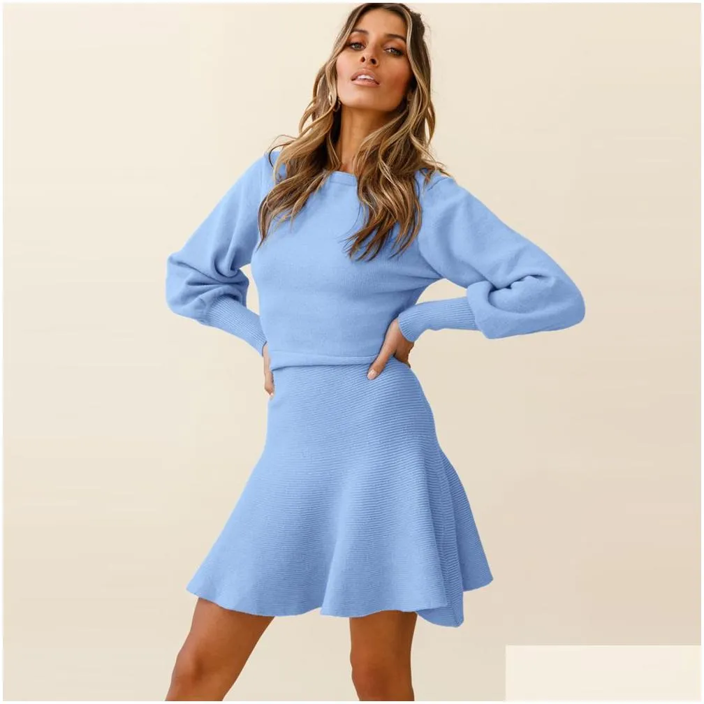 0C828M74 Women`s Oversized Clothing Long Sleeved Dress Autumn and Winter Knitting Customized Colors