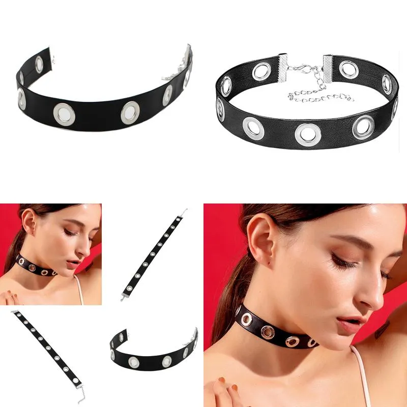 Chokers Gothic Black Spiked Punk Choker Collar Spikes Rivets Studded Chocker Necklace For Women Men Bondage Cosplay Goth Je Dhgarden Dhg4L