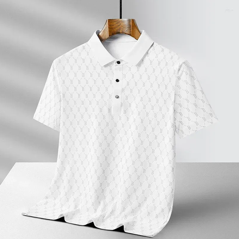 Men`s Polos Light Business Short-Sleeved Polo Shirt 2024 Summer Ice Silk Solid Color Simple Casual All-Match High-End T-shirt