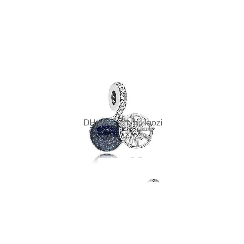 dazzling wishes charm clear zircon and blue enamel 925 sterling silver suitable charm beads bracelet jewelry 797531cz fashion gift