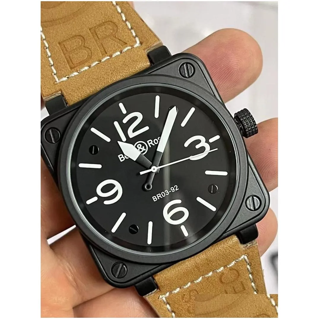 Wristwatches Men Matic Mechanical Watch Bell Brown Leather Black Ross Rubberwristwatches Wristwatcheswristwatches Drop Delivery Dhg8I