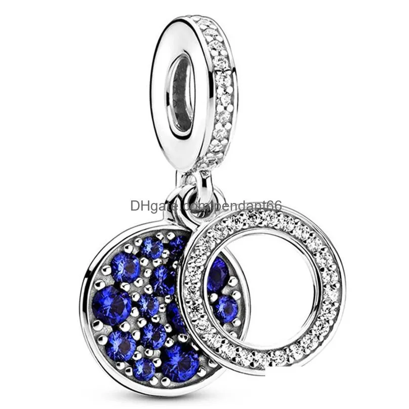 cute blue starry sky series pendant suitable for original rose gold rabbit leaf hollow beads charm bracelet accessories women diy jewelry