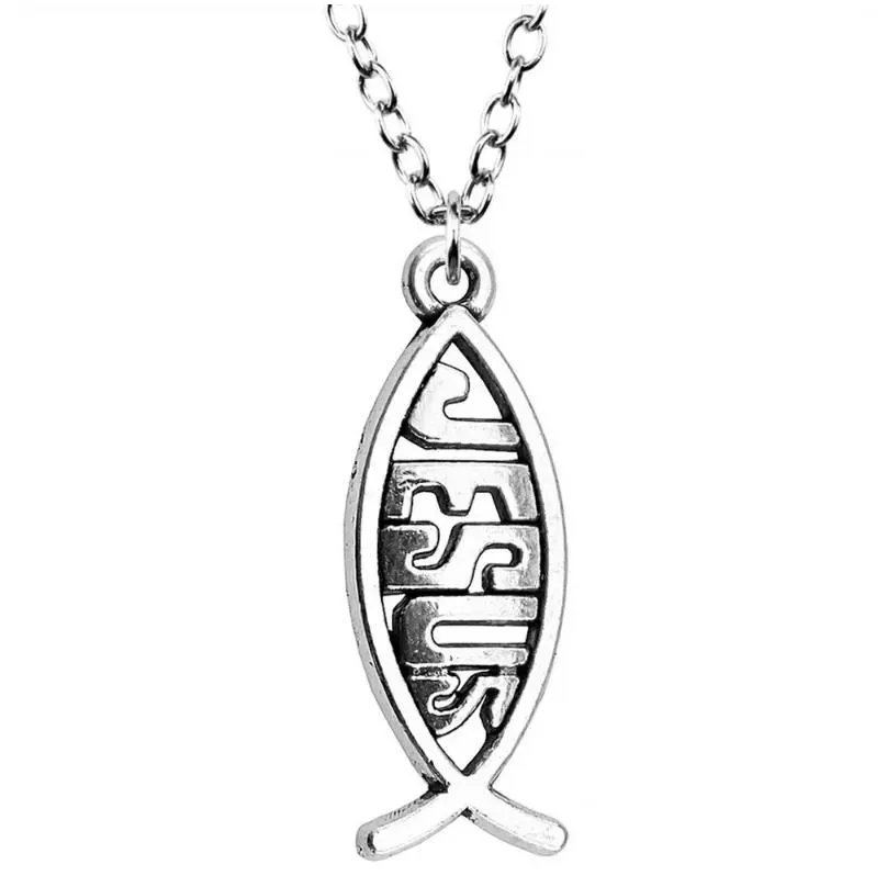 Pendant Necklaces 1pcs Jesus Fish Neck Necklace Accessories Jewelry For Men Crafts Chain Length 43 5cm