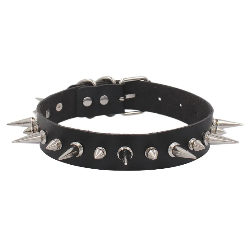 Chokers Gothic Black Spiked Punk Choker Collar Spikes Rivets Studded Chocker Necklace For Women Men Bondage Cosplay Goth Je Dhgarden Dhemn