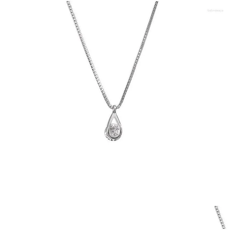 Jewelry Pouches Synthetic Moissanite Zircon Water Drop Necklace Female Summer Design Sense Geometric Clavicle