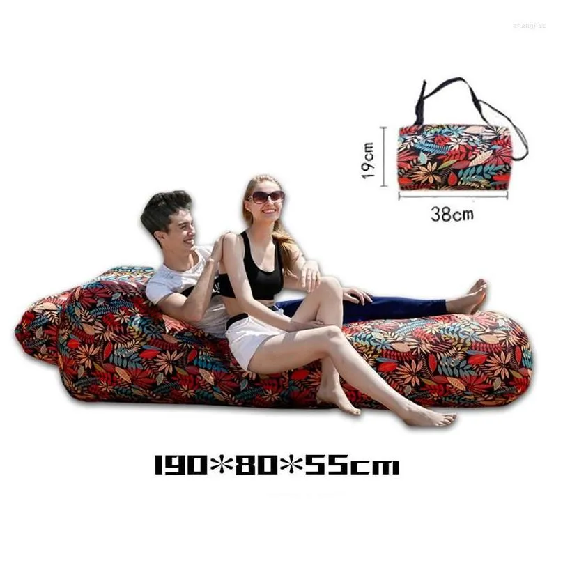 Camp Furniture Inflatable Lazy Air Sofa Bed Folding Beach Chair Mattress Lounger Camping Chaise Longue Travel Waterproof Outdoor