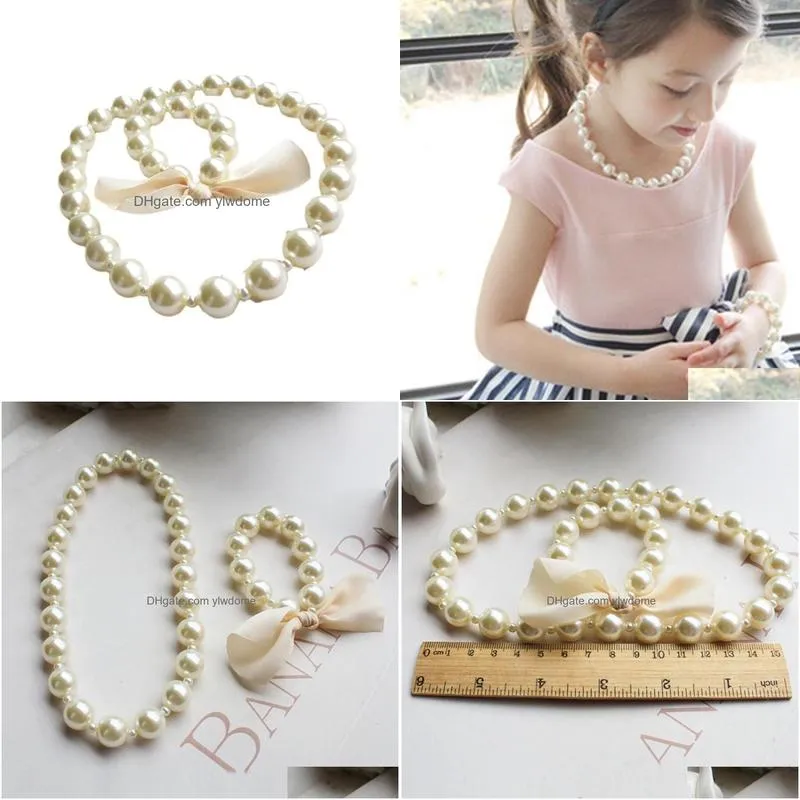 Jewelry Kids Romantic Pearl Set For Children Simated Bead Necklace Bracelet Little Girls Toy Birthday Drop Delivery Baby, Maternity Ac Dhafr