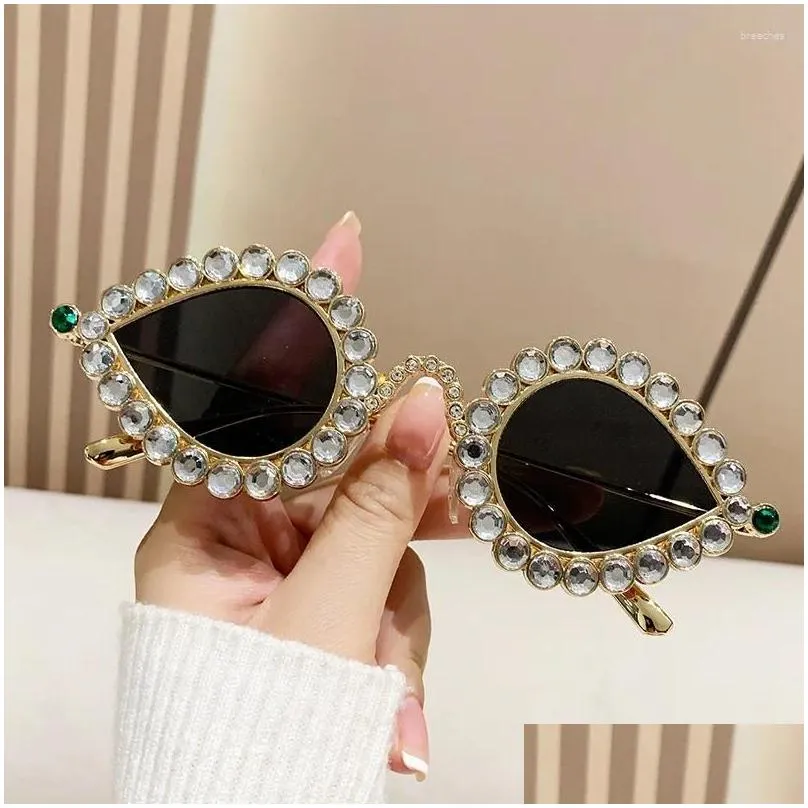 Sunglasses Y2K Diamond For Women Bling Peacock Eyewear Designer Ladies Gafas De Sol Drop Delivery Dht8E