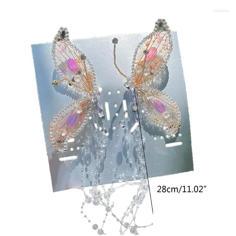 Hair Clips Fairy Ear Headwear Crystal Hairpin Butterfly Fringe Side Clip Delicate Bridal 40GB