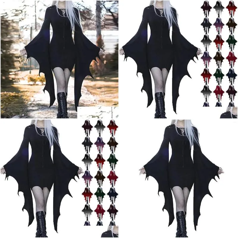 Casual Dresses Women Gothic Dress Butterfly Sleeve Costumes Mesh Lace Vintage Carnival Party Tunic Cocktail PartySlim