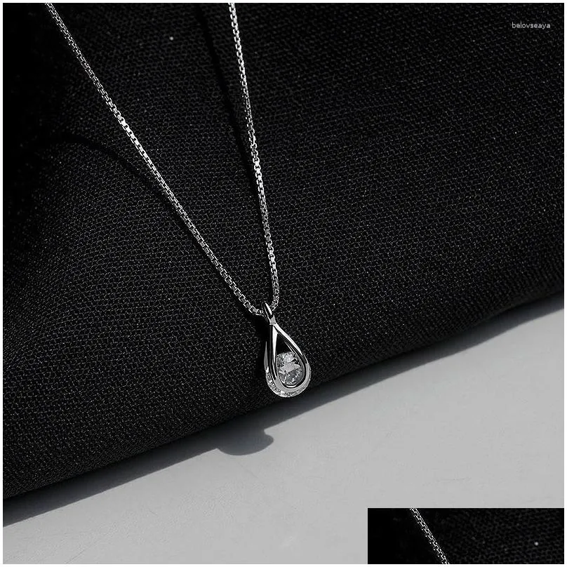 Jewelry Pouches Synthetic Moissanite Zircon Water Drop Necklace Female Summer Design Sense Geometric Clavicle