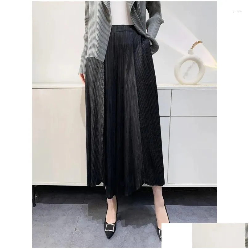 Women`s Pants 2024 Spring And Summer Pleated Women Loose Plus Size Wide Legs Bell-Bottom Irregular Comfort Casual Foreign