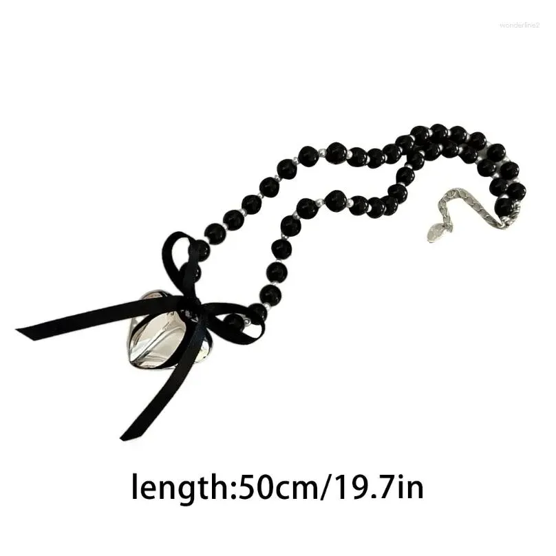 Pendant Necklaces Chinese Inspired Neckchain Butterfly Beaded Necklace Trendy Bows Heart Collarbone Chain For Daily Wear