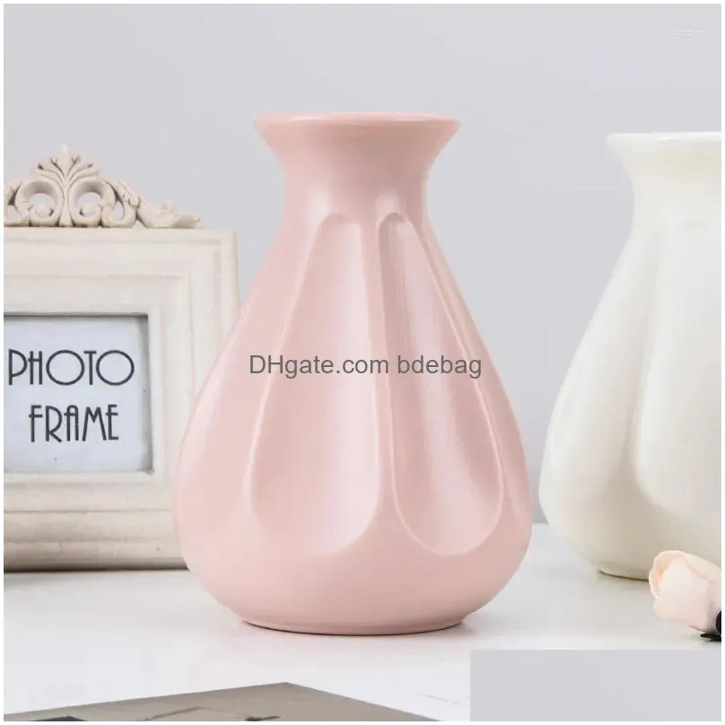 vases modern imitation ceramic vase creative anti drop plastic flower nordic geometric style home living room decor decoration