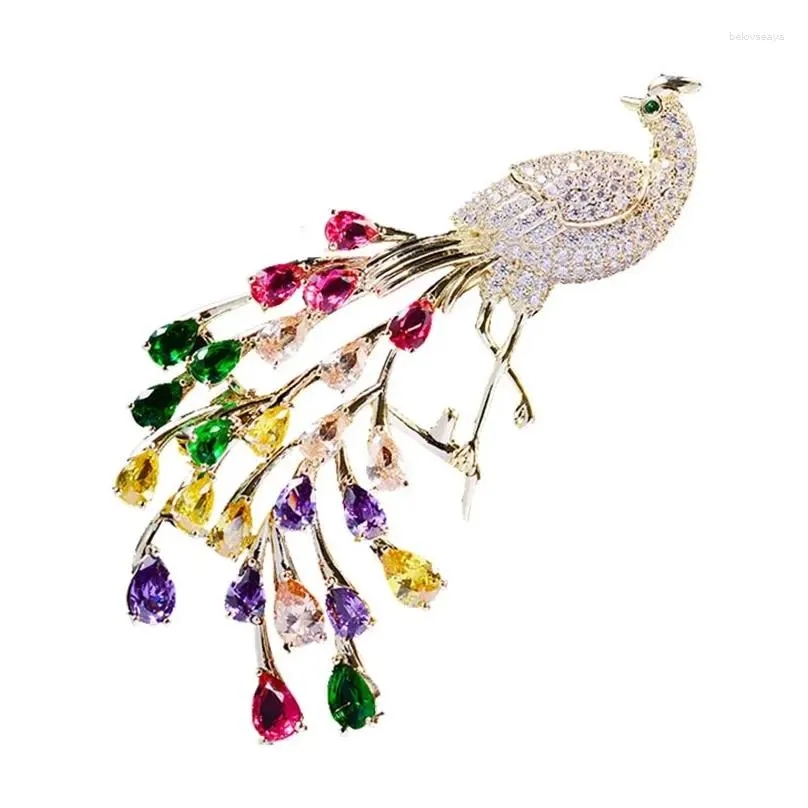 Brooches Colorful Crystal Phoenix Peacock For Women Luxury Zircon Brooch Pin Decoration Costume Suit Scarf Animal Jewelry