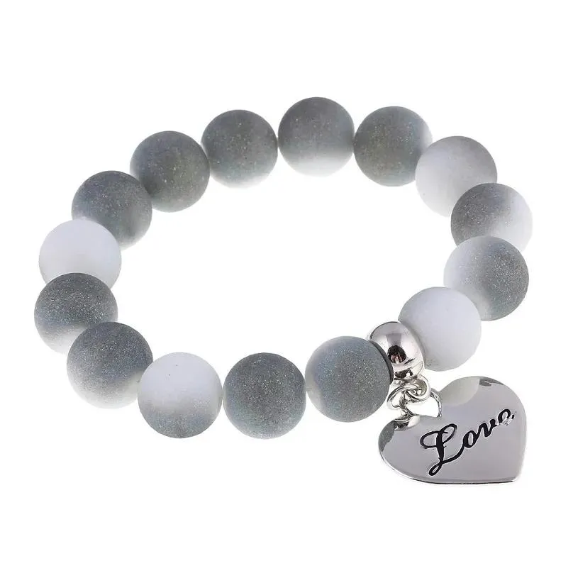 Strand Atreus Frosted Gradient Bead Elastic Bracelet Female Men`s Letter Love Small Jewelry Couple Wristband