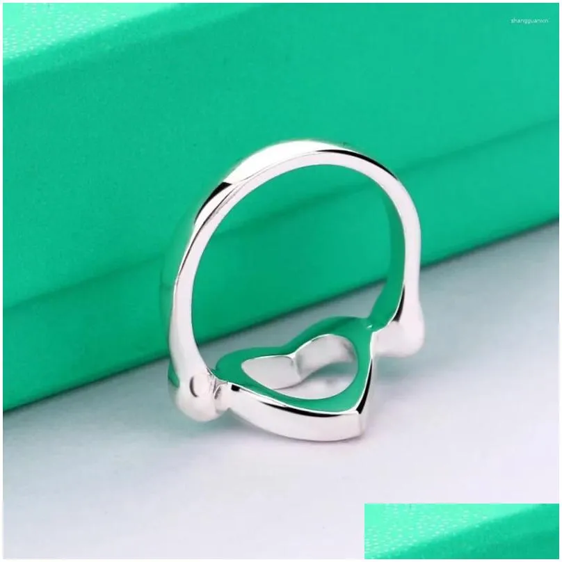 Cluster Rings Luxury Fashion 925 Sterling Silver Ring Anxiety For Women Hollow Heart Finger Street Style Minimalist Relax Jewelry