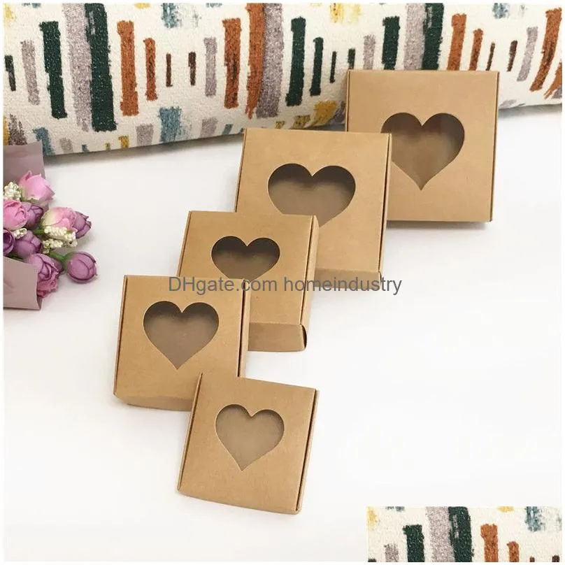 Gift Wrap 50Pcs Paper Wedding Favor Box Kraft Candy Pvc Windows Boxes Birthday Party Supply Accessories Packaging Drop Delivery Home G Dhlwe
