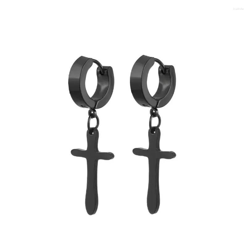 Stud Earrings 2024 Fashion Titanium SteelPersonalized Cross Ear Clip StainlessSteel Hip Hop Trendy Earringsstud Jewelry