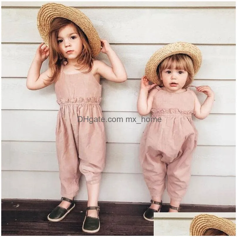 1-5t summer toddler kids baby girl romper sleeveless solid strap jumpsuit elegant cute princess clothing boho beach outfits